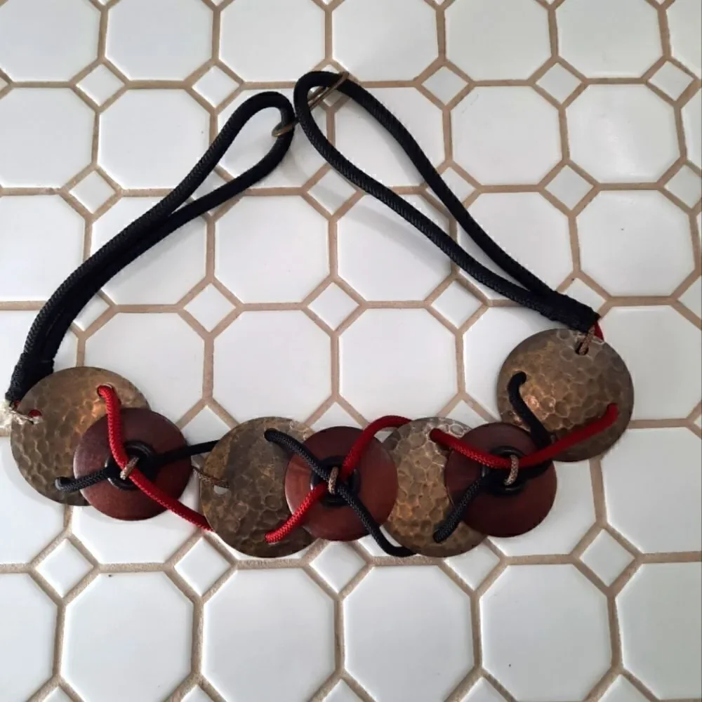 Hammered Brass and Wooden Belt